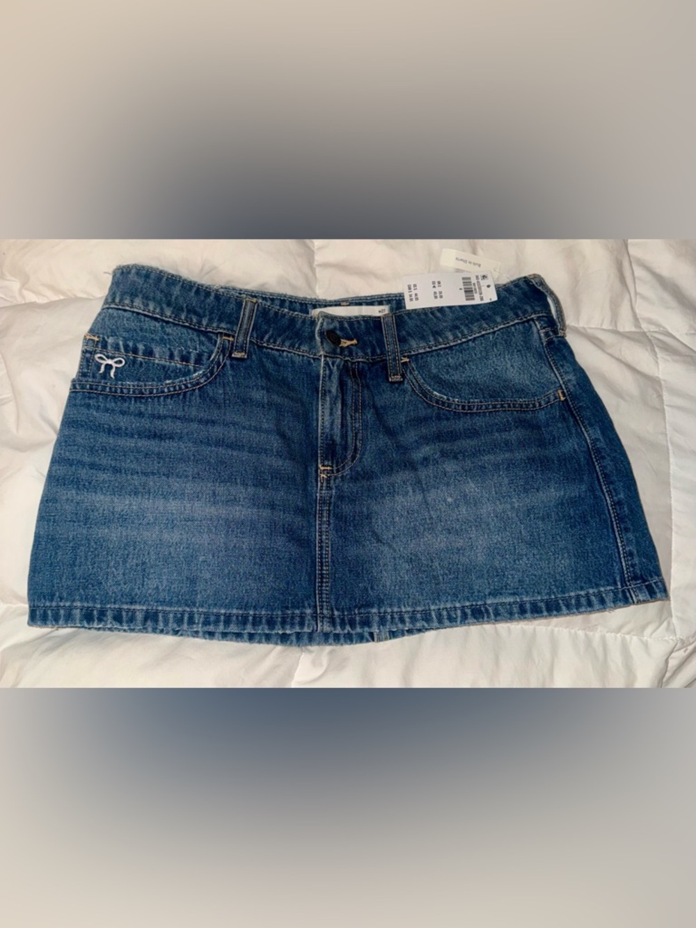 Women’s Junior’s Hollister Blue Bows Denim Mini Skirt with Built in Shorts NWT 4